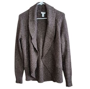 Chico's Metallic Brown Open-Front Cardigan Size 2 (US Size L)